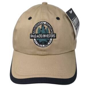Ahead Authentics Baseball Cap Beige Black Palo Alto Investors Slideback OS Hat